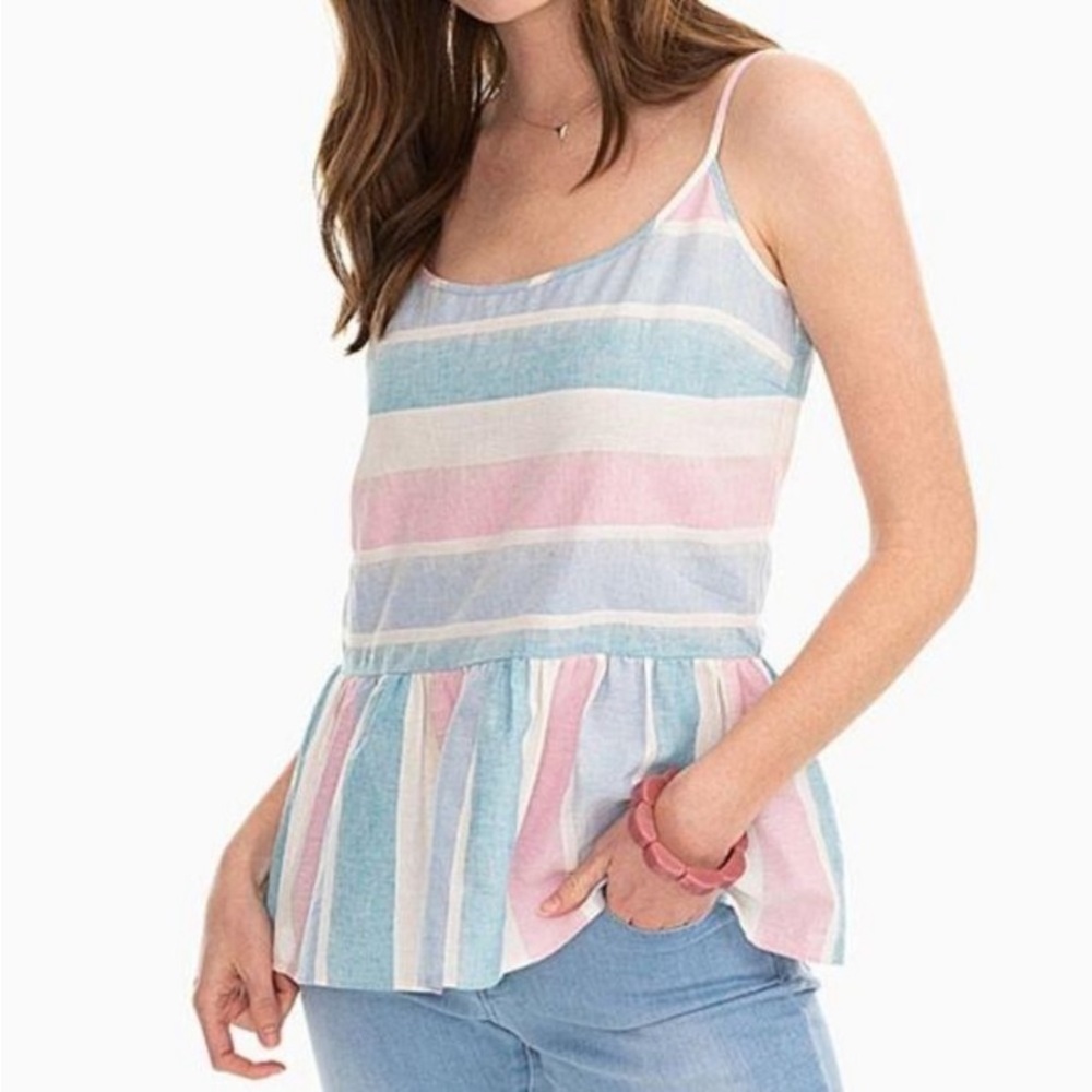 Striped Pastel Peplum Cami Top - Pastel Stripe